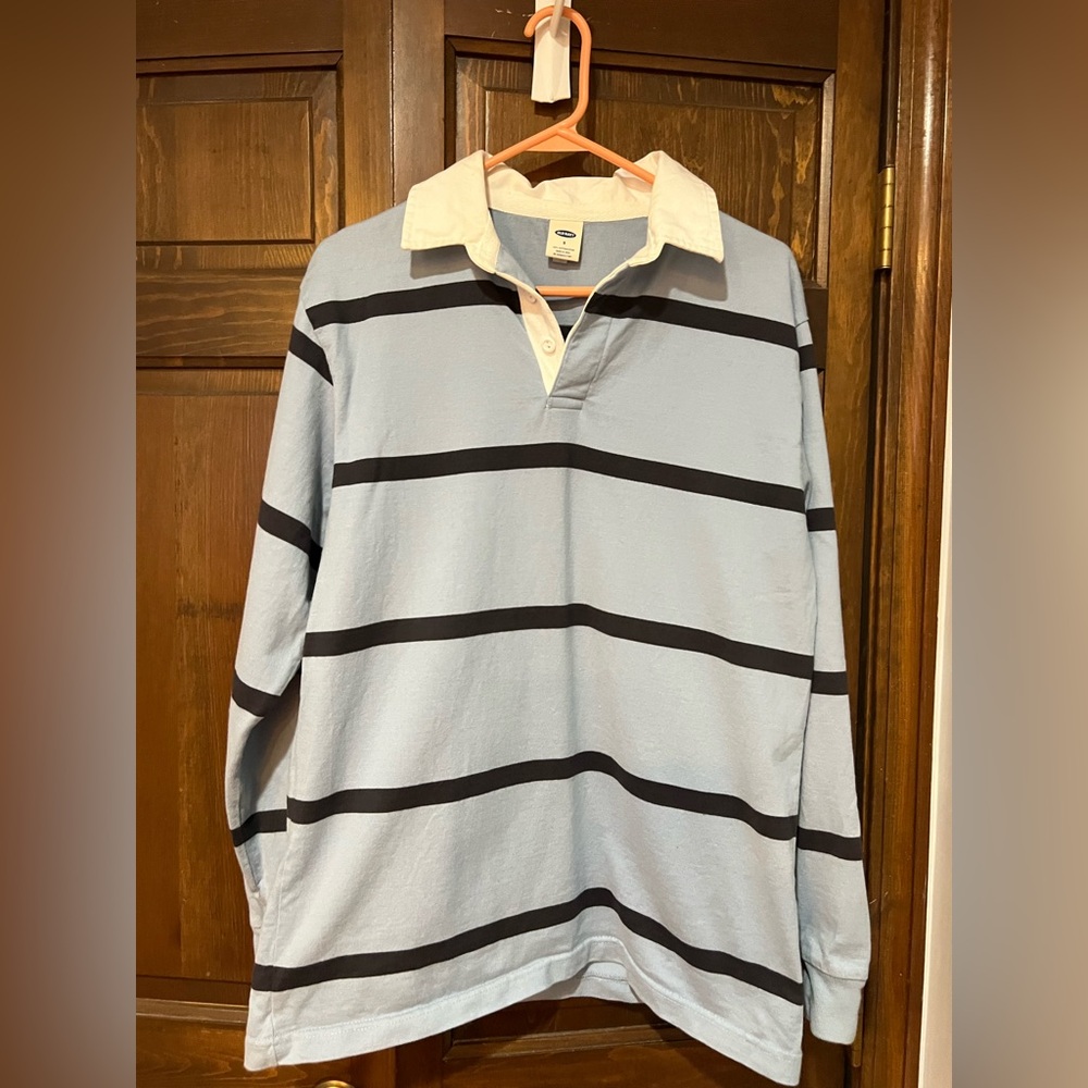 Old Navy Blue and Cream Casual Button Down Shirt